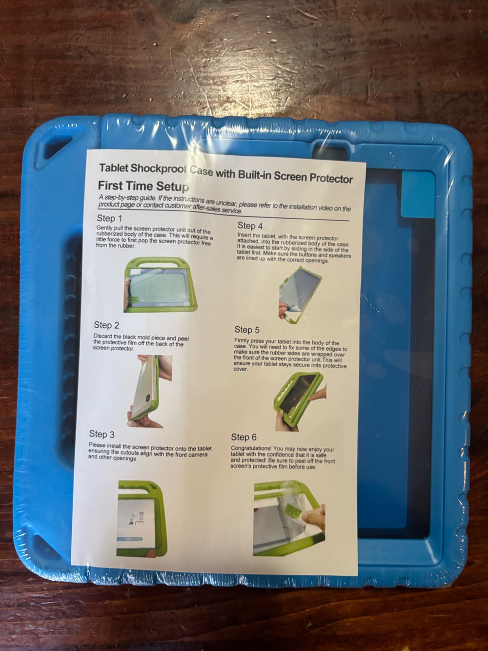 Blue Tablet Protective Case with Built-In Screen Protector